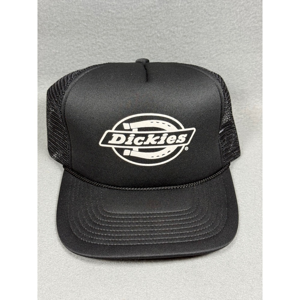 Dickies‎ Mens Trucker Hat Snapback OSFM Black Polyester Horseshoe Logo Mesh Cap